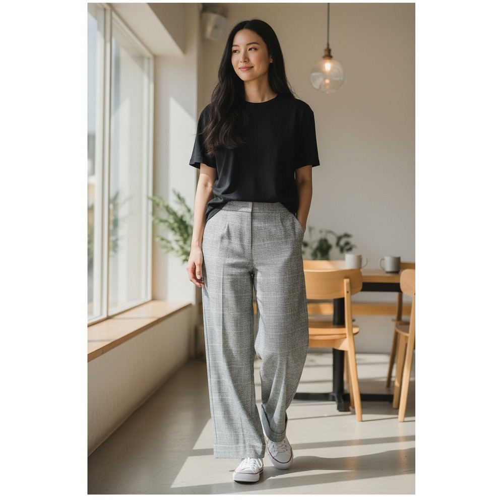 Ann Taylor Plaid Wool Blend Wide Leg Pants‎ Size 2